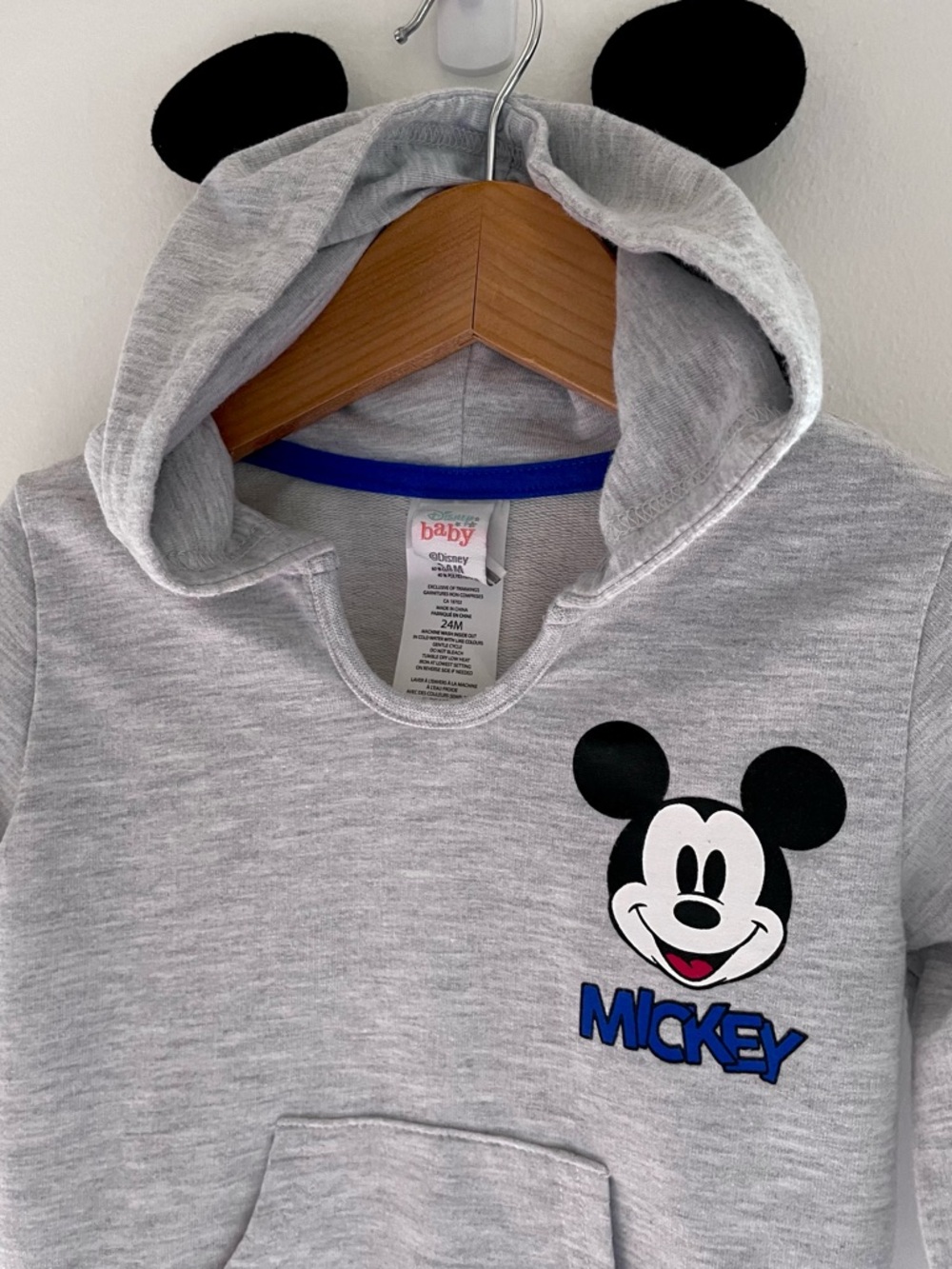 Mickey Hoodie w Mouse Ears! Soft & Cozy, Kangaroo Pocket, Unisex Gray